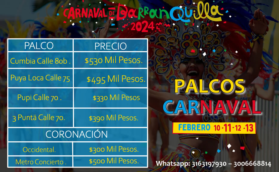 Boletas Palcos Carnaval de Barranquilla 2024 Venta de Boletas